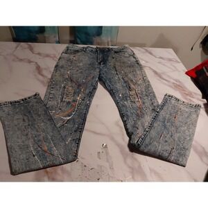 Waimea jeans men's street-style denim distressed paint splatters light-wash Sz20